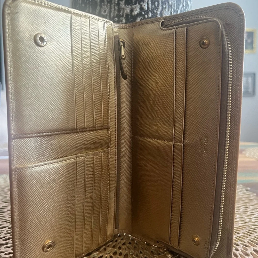 Prada Metallic Gold Clutch wallet - Picture 2 of 10